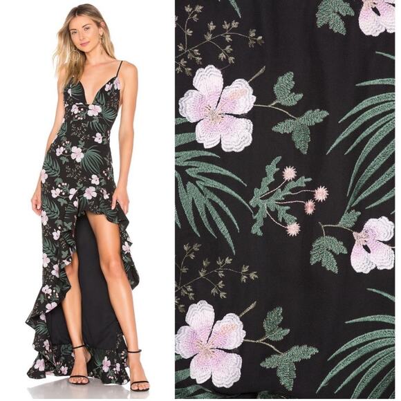 Lovers + Friends Revolve Floral Embroidered Ahamani Gown High Low - Picture 2 of 4